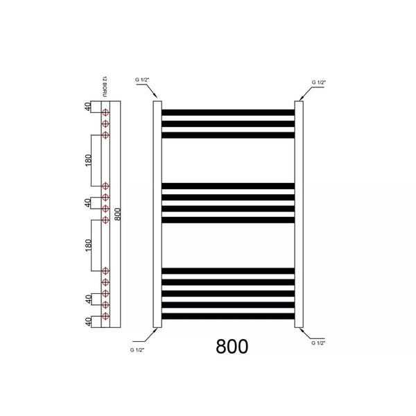 Lumaoval Round Chrome Heated Towel Rail 800x500mm – Wall-Mounted Radiator