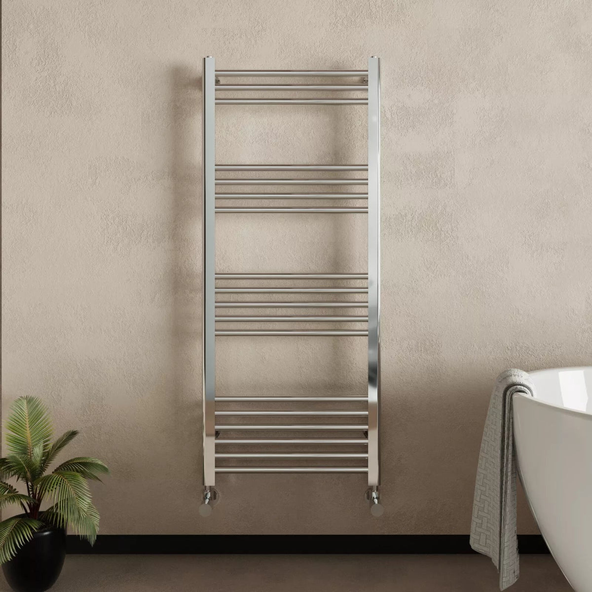 Lumaoval Round Chrome Heated Towel Rail 800x600mm – Wall - Mounted Radiator - TILES Paradise