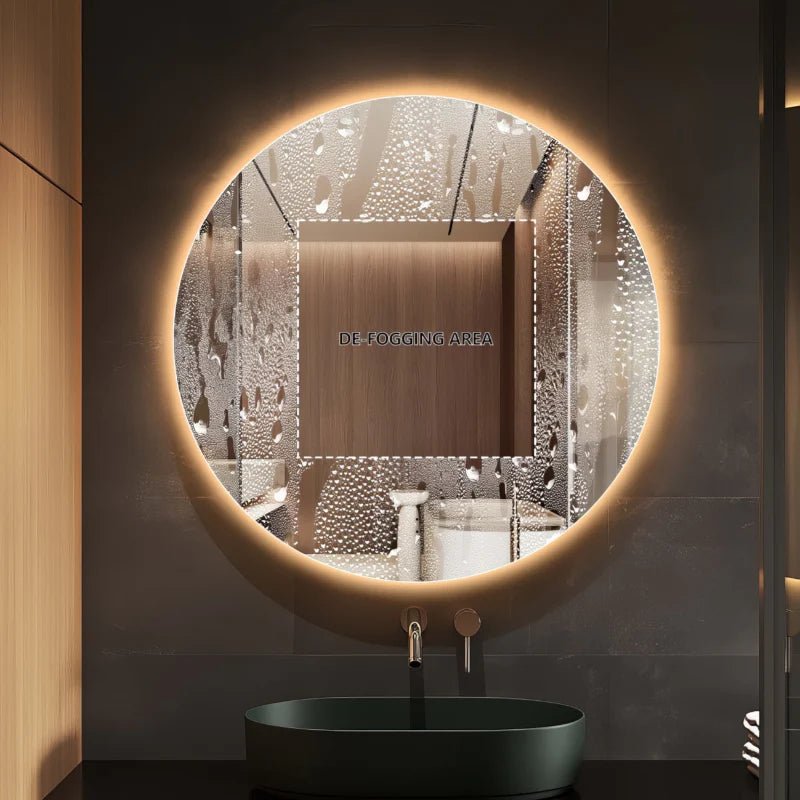 Lumora 600mm Round Backlit LED Bathroom Mirror – Tri - Colour Dimmable Light, Touch Sensor, Demister, Mains Powered - TILES Paradise