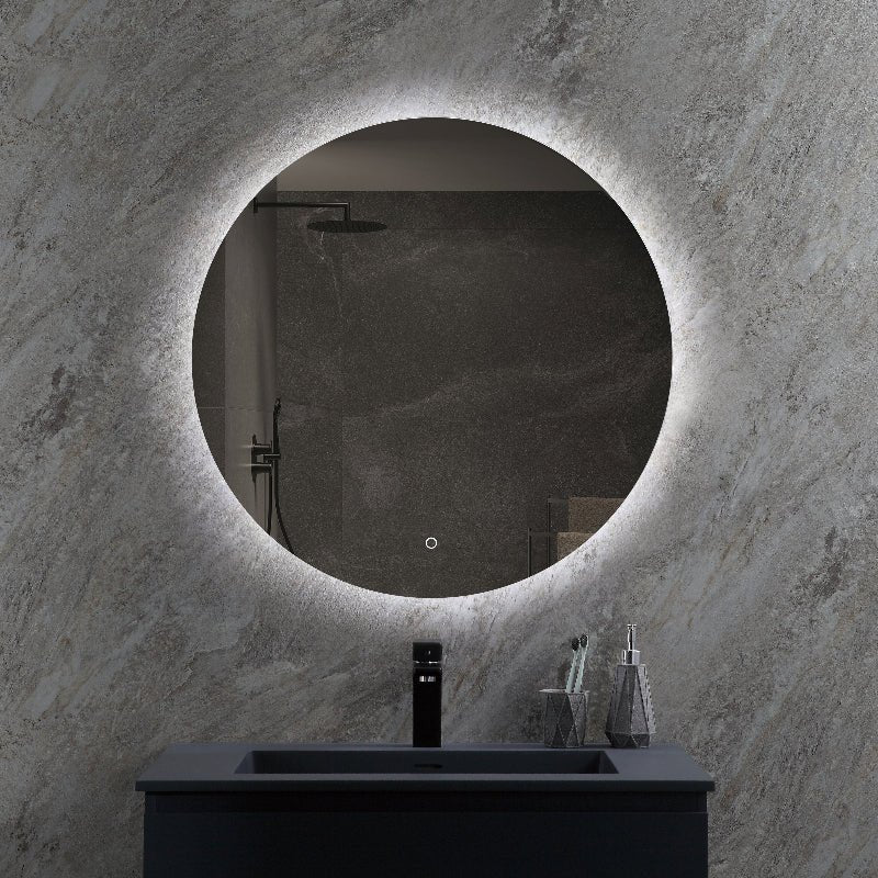 Lumora 600mm Round Backlit LED Bathroom Mirror – Tri - Colour Dimmable Light, Touch Sensor, Demister, Mains Powered - TILES Paradise