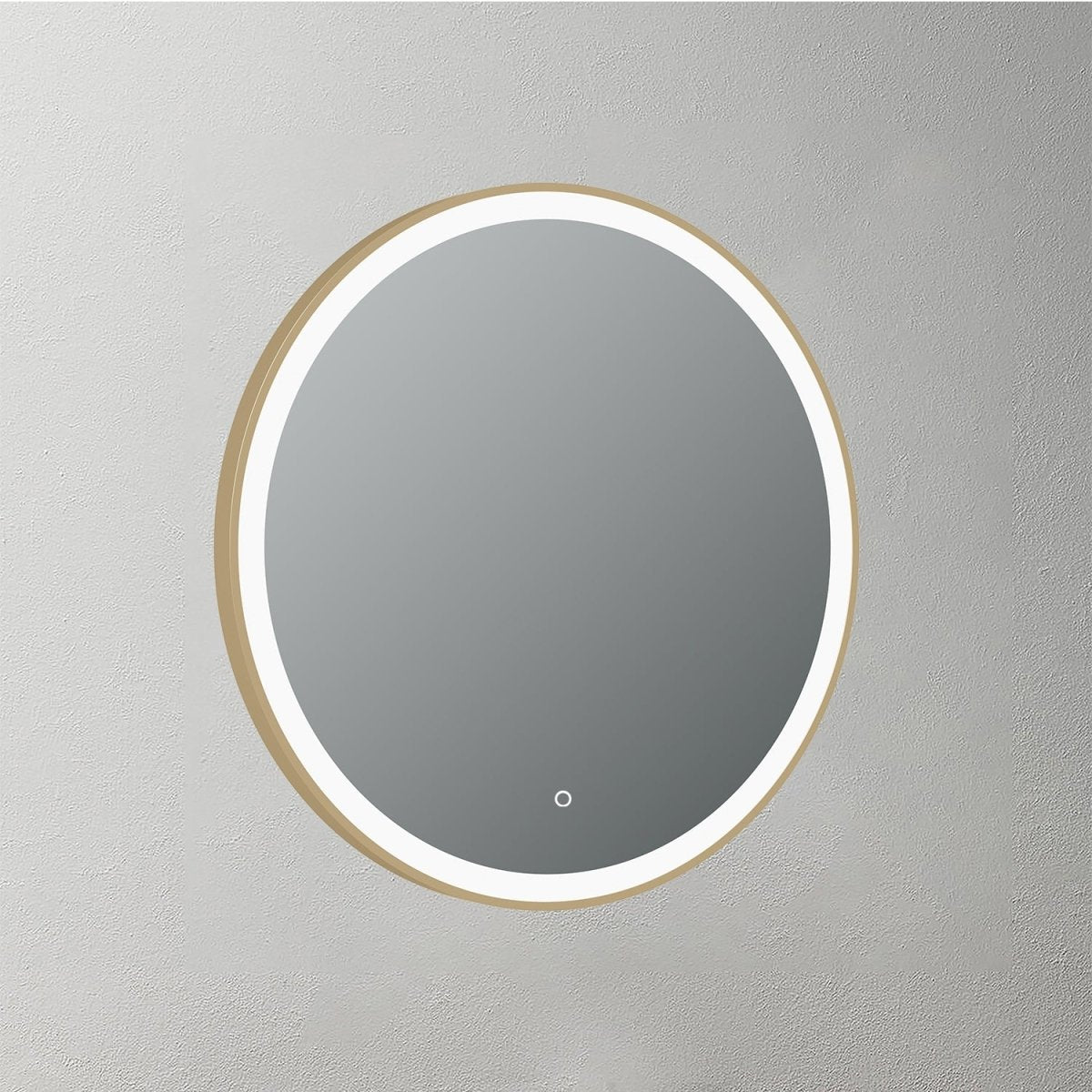 Lumora 600mm Round LED Bathroom Mirror – Brushed Brass, Dimmable Tri - Light, Anti - Fog - TILES Paradise
