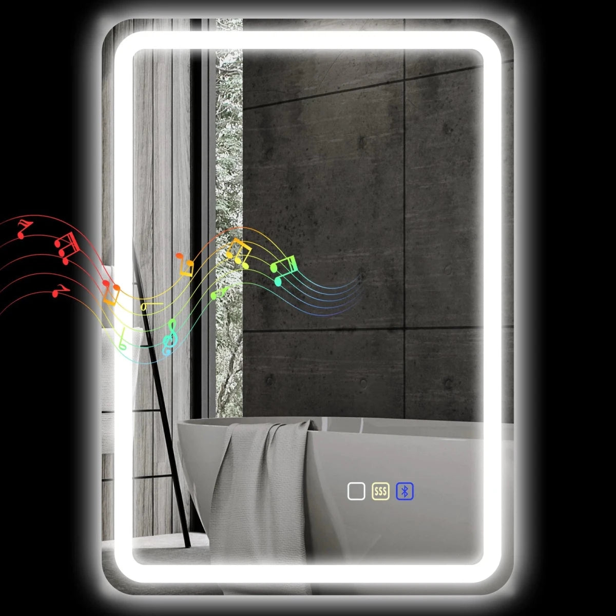 LustreLux 500x700mm Bluetooth LED Bathroom Mirror – Wall Mounted with Anti - Fog, Touch Control & 3 - Colour Dimmable Light - TILES Paradise