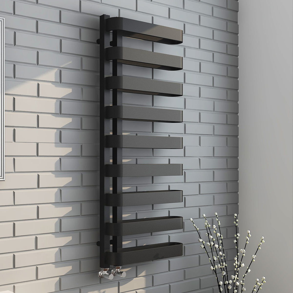 Novara 1200x500mm Matt Black Heated Towel Rail – High Output Designer Radiator 750W