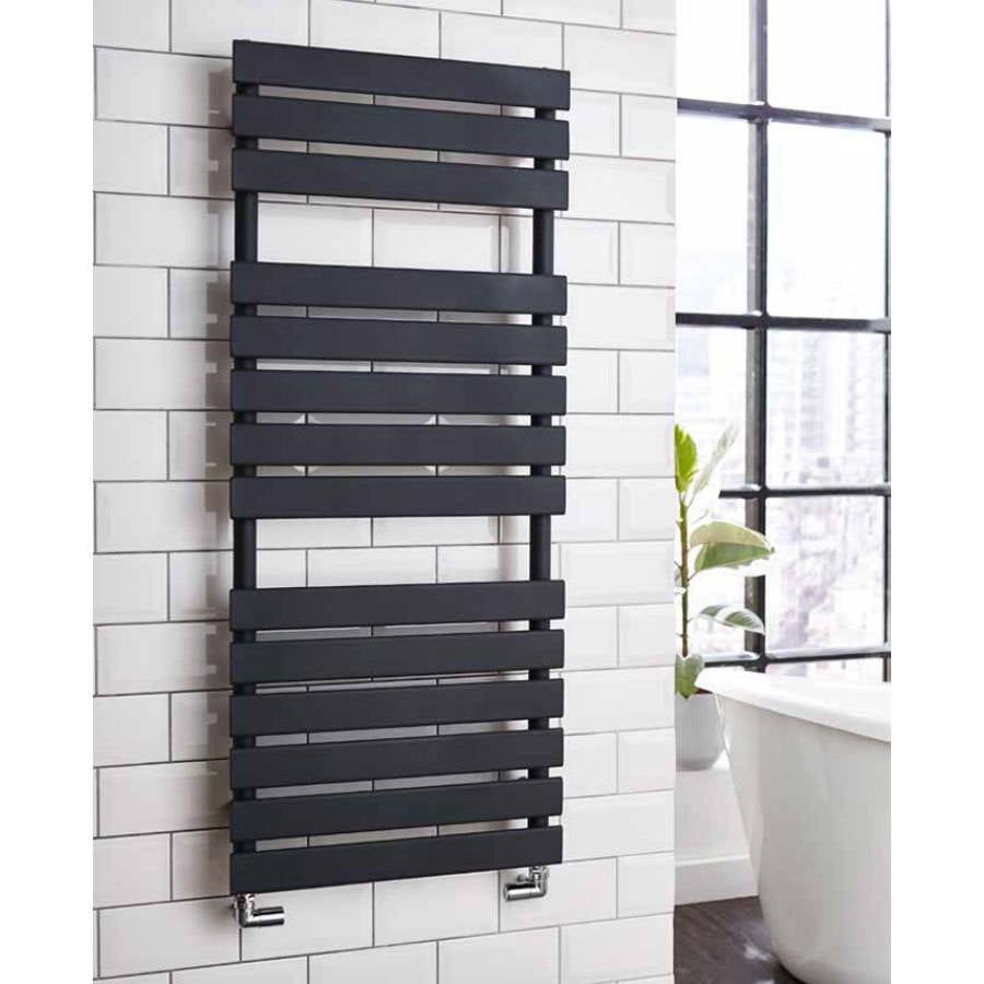 Maretta 1185x500mm Textured Grey Designer Heated Towel Rail – 1185x500mm