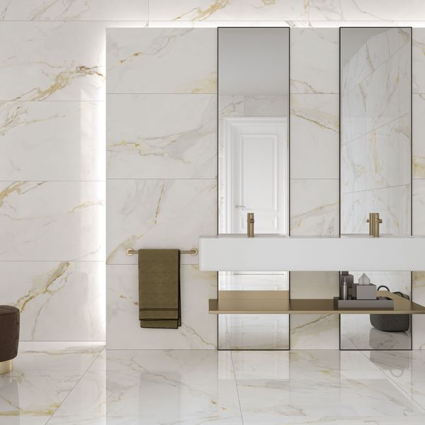 Marhsall Gold Spanish Polished Porcelain 120x120cm Kitchen Bathroom Wall Floor Tiles - TILES Paradise