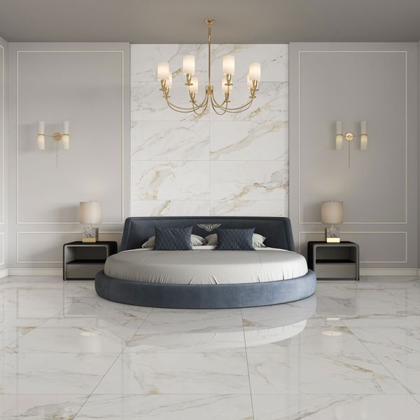 Marhsall Gold Spanish Polished Porcelain 120x120cm Kitchen Bathroom Wall Floor Tiles - TILES Paradise