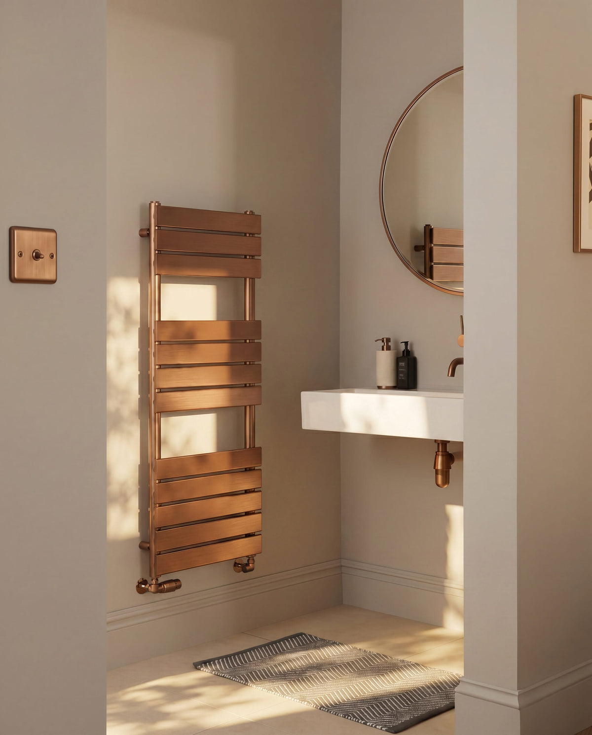 Mariva 1200x500mm Brushed Bronze Designer Heated Towel Rail – 1200x500mm
