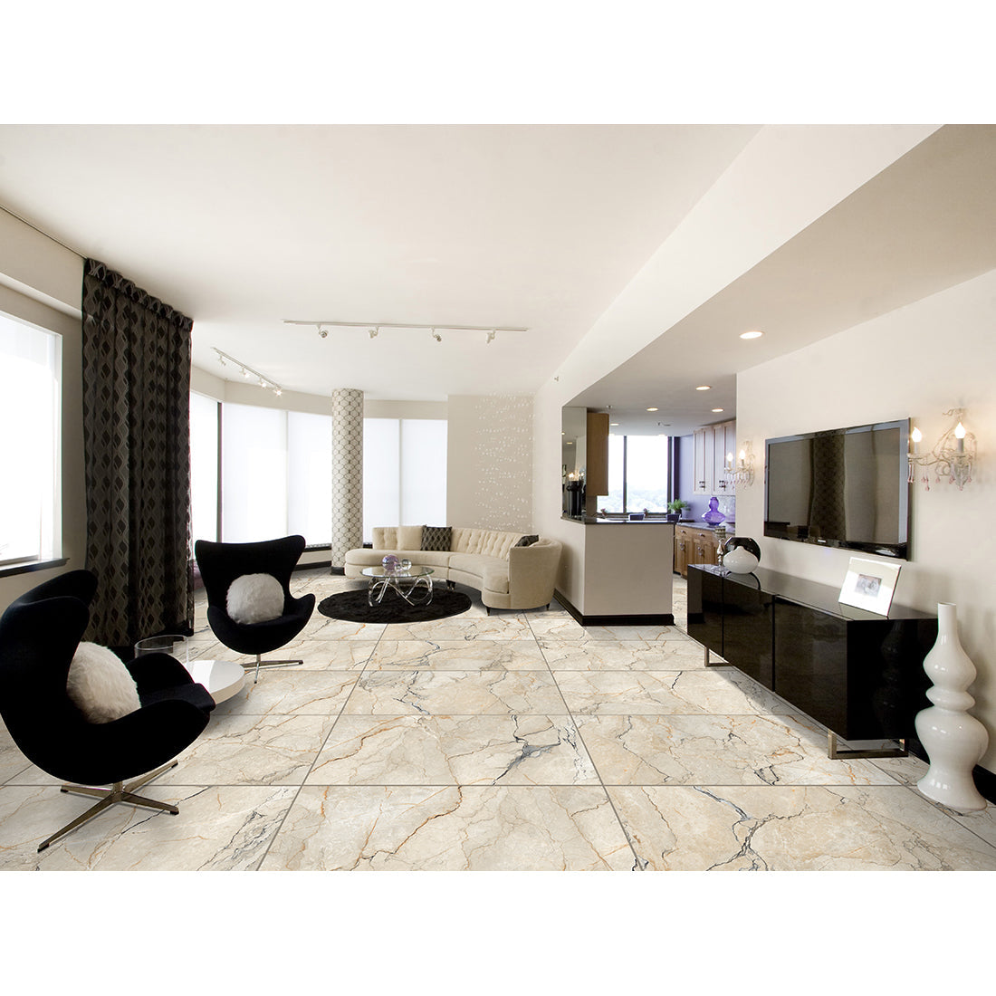 Pallet Deal: 144 Tiles (52 sq.m) Sylvan Beige Marble Essence 60x60cm Polished Porcelain Wall & Floor Tile