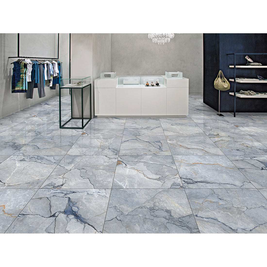 Job Lot Deal: 88 Tiles (32 sq.m) Sylvan Blue Marble Essence 60x60cm Matt Anti-Slip Porcelain Wall & Floor Tile