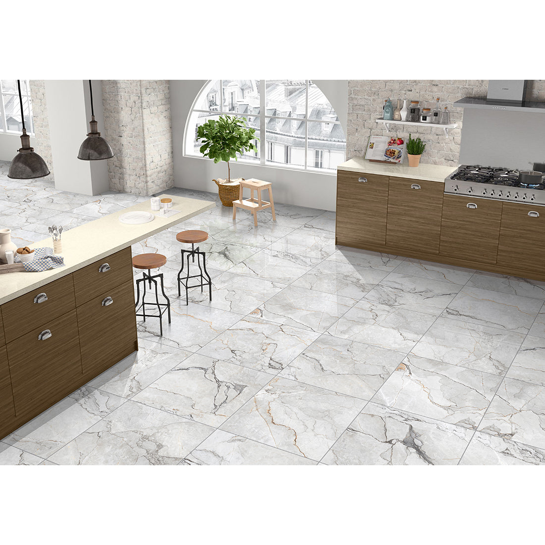 Pallet Deal: 144 Tiles (52 sq.m) Sylvan Light Grey Marble Essence 60x60cm Polished Porcelain Wall & Floor Tile