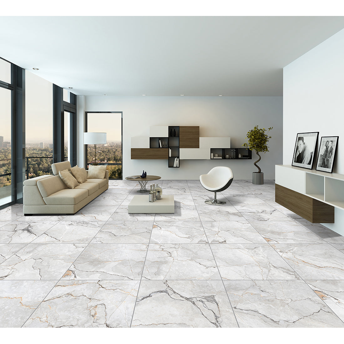 Sylvan Light Grey Marble Essence 60x60cm Matt Anti-Slip Porcelain Wall & Floor Tile