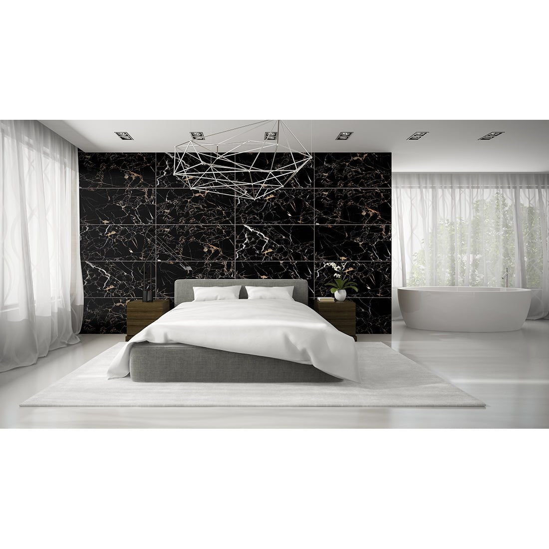 Midnight Black Matt Anti - slip 60x120cm Matt Porcelain Wall & Floor Tiles - TILES Paradise