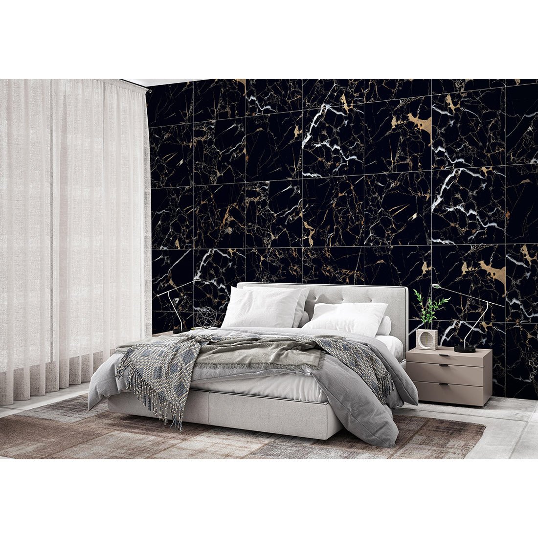 Midnight Black Matt Anti - slip 60x60cm Matt Porcelain Wall & Floor Tiles - TILES Paradise