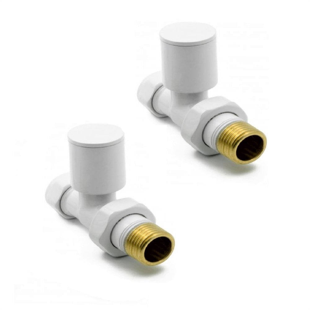 Modern Manual Radiator Valves 15mm (Pair) – White – Straight