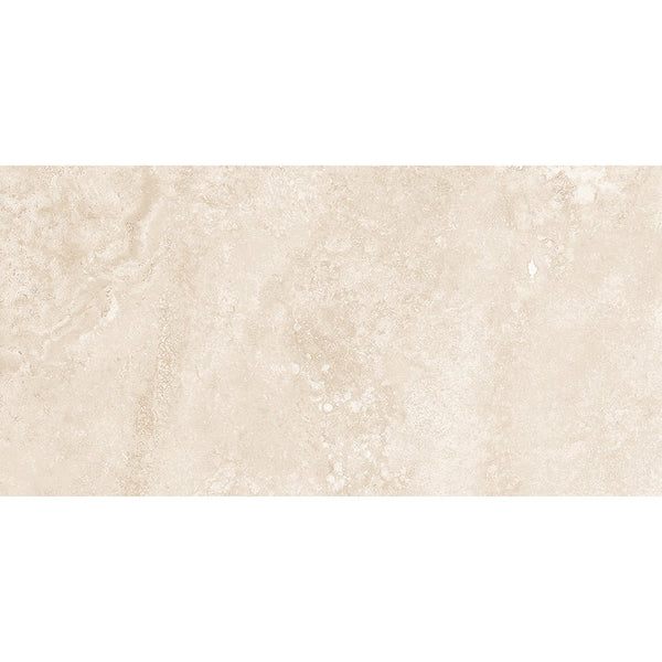 Mystical Crema Travertine Effect Cross Cut Matt Porcelain Wall & Floor Tile 30x60cm