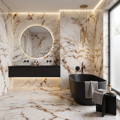 Napoli Gold & White Marble Effect 60x120cm Polished Porcelain Tile