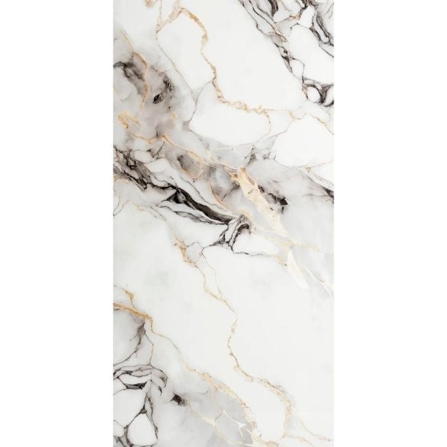 Napoli Grey & White Marble Effect 60x120cm Polished Porcelain Tile - TILES Paradise