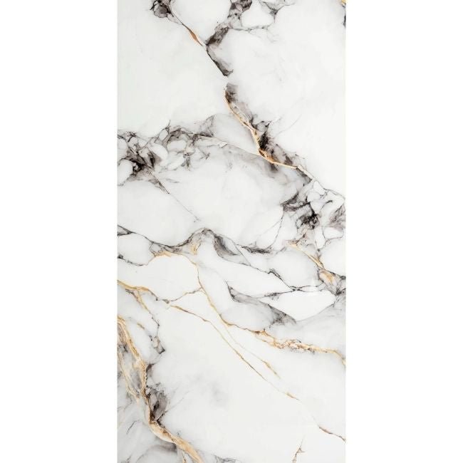 Napoli Grey & White Marble Effect 60x120cm Polished Porcelain Tile - TILES Paradise