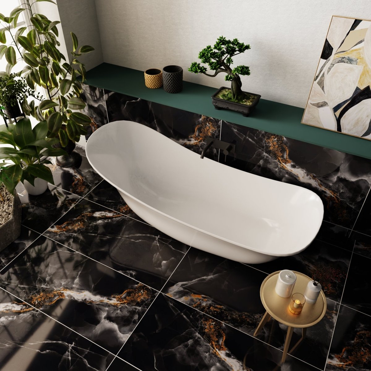 Nebula Black Onyx Polished Porcelain 60x120cm Wall & Floor Tile - TILES Paradise