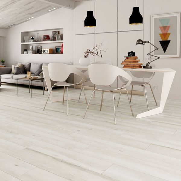 Nordic Blanco White Wood Effect Matt 23.3x120cm Porcelain Wall and Floor Tile