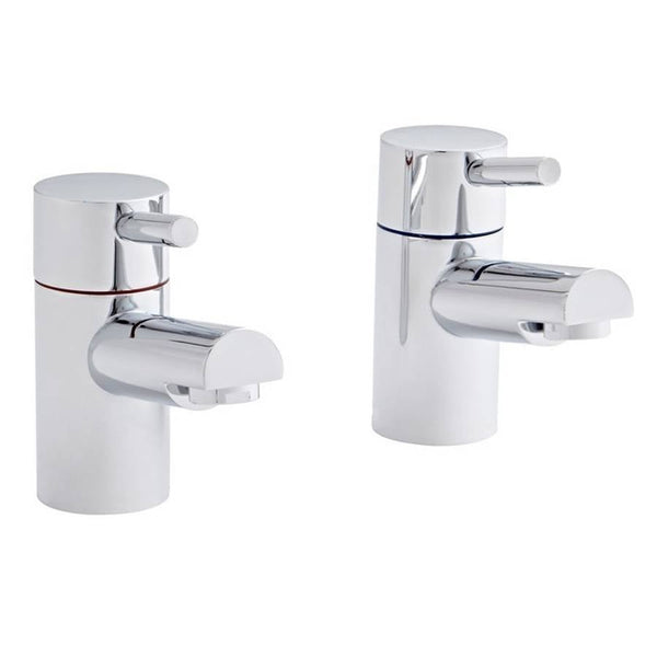 Norvia Chrome Round Bath Pillar Taps (Pair)