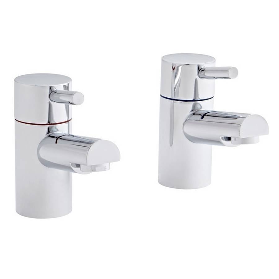 Norvia Chrome Round Bath Pillar Taps (Pair)