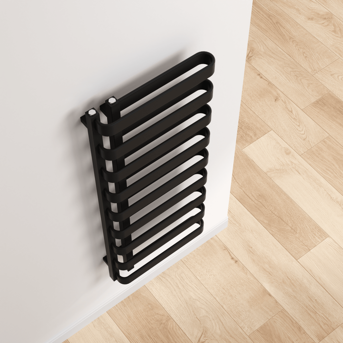 Novara 1200x500mm Matt Black Heated Towel Rail – High Output Designer Radiator 750W - TILES Paradise