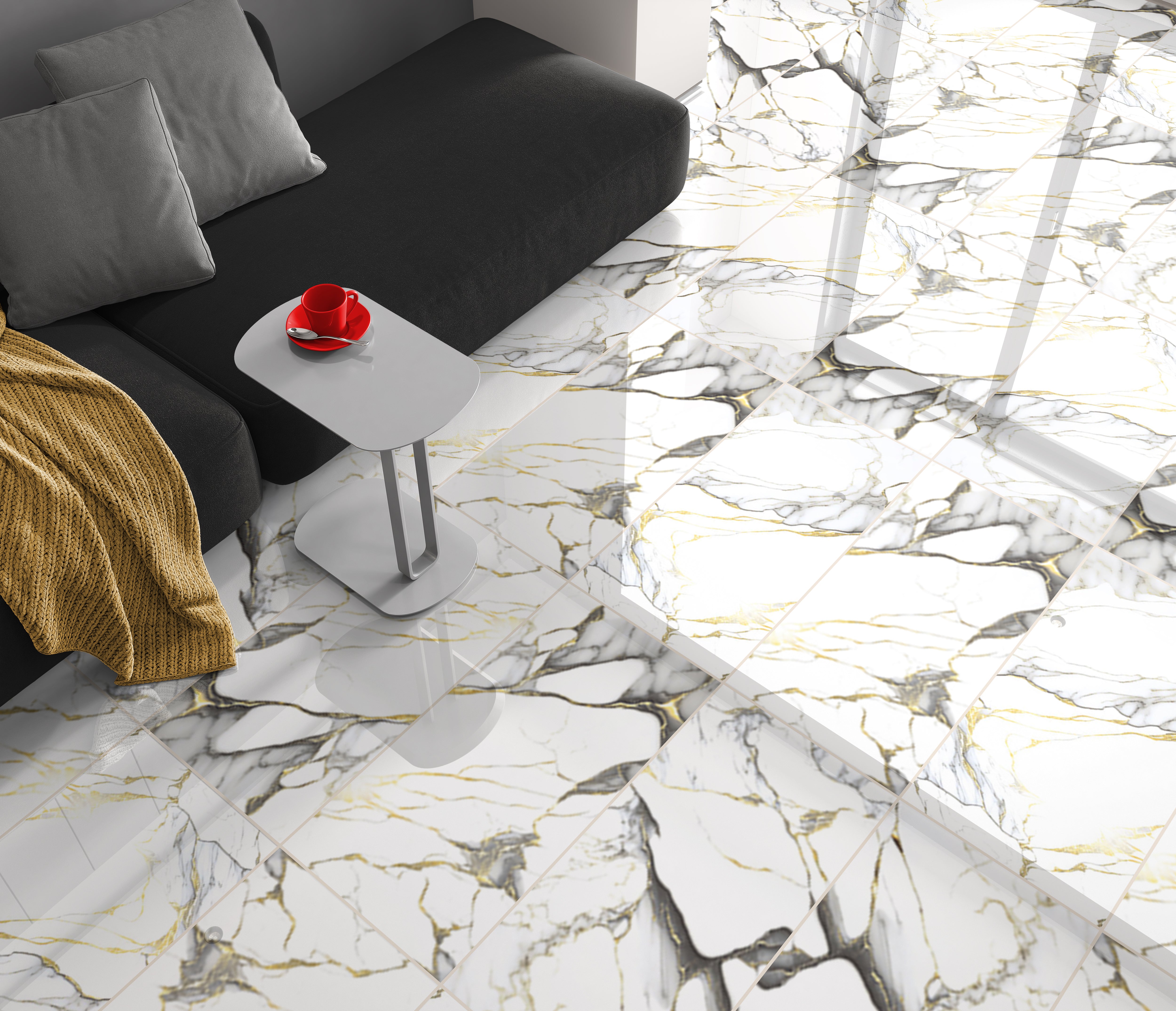 Job Lot: 42 Tiles (30 sq.m)  Magnum Gold Marble Effect Polished Porcelain 60x120cm Wall and Floor Tile