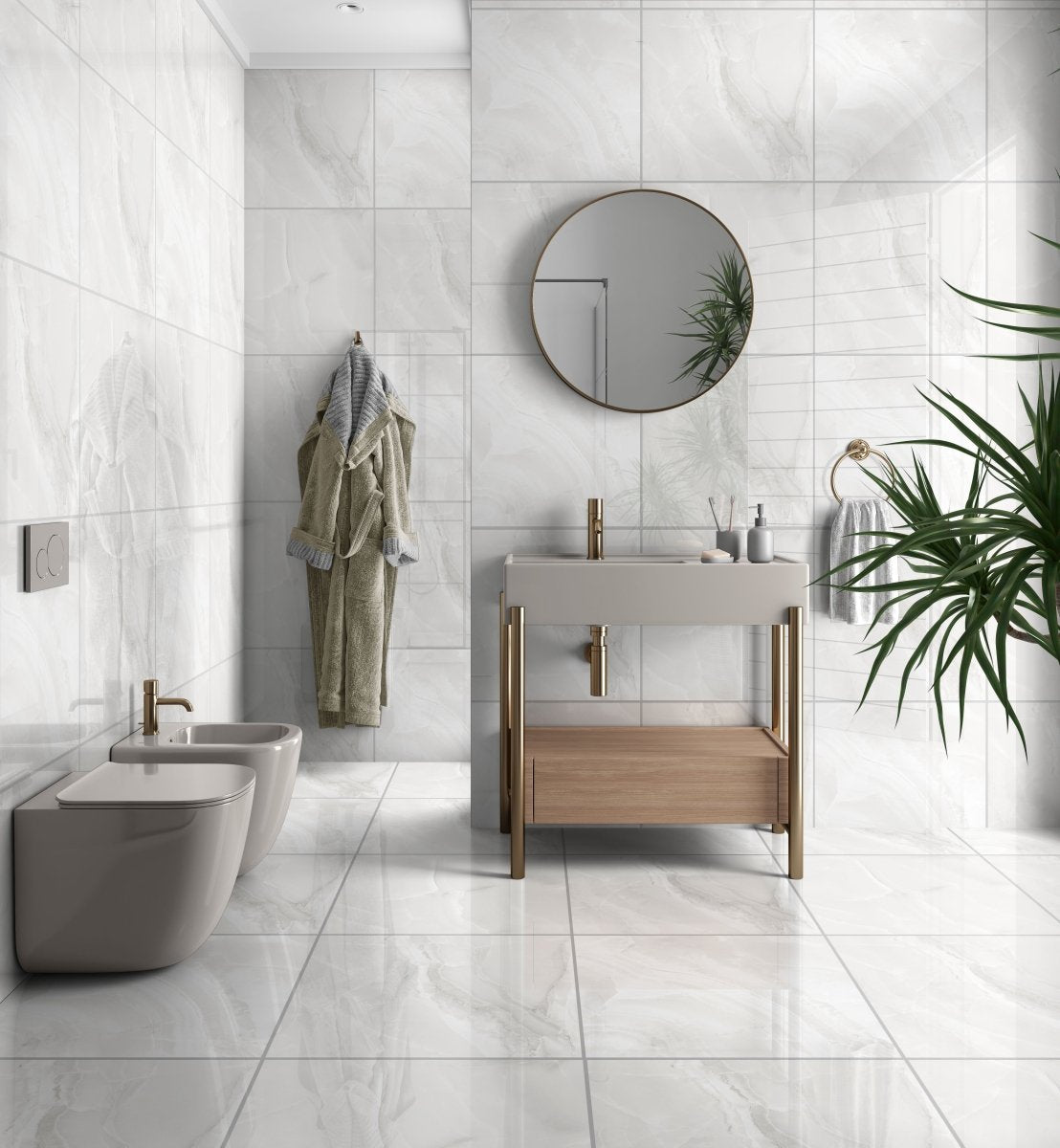 Onyx Ice Gloss Porcelain 60x60cm Kitchen Bathroom Wall and Floor Tile - TILES Paradise