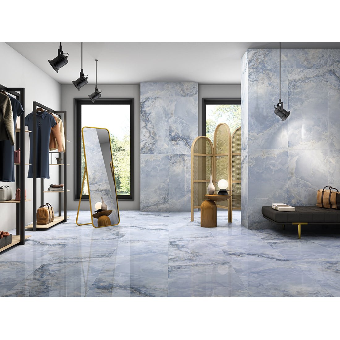 Onyx Oasis Blue 60x120cm Polished Porcelain Wall & Floor Tile - TILES Paradise