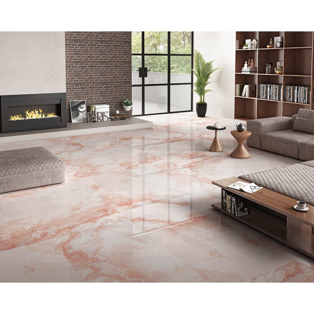 Onyx Oasis Pink 60x120cm Polished Porcelain Wall & Floor Tile - TILES Paradise