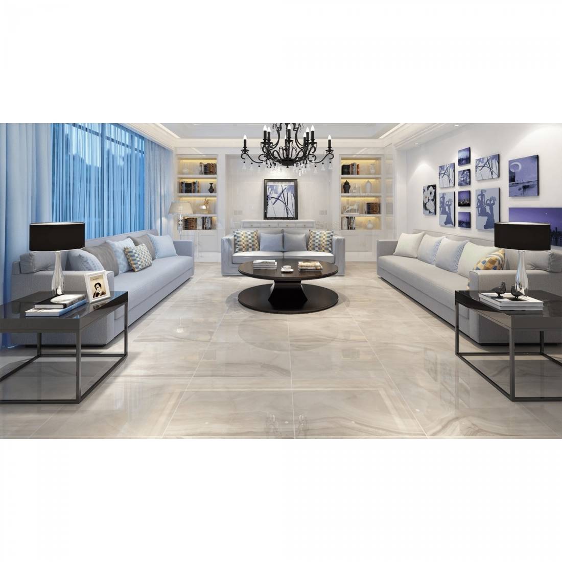 Glacier Onyx Grey Polished Porcelain 60x60cm Wall & Floor Tile