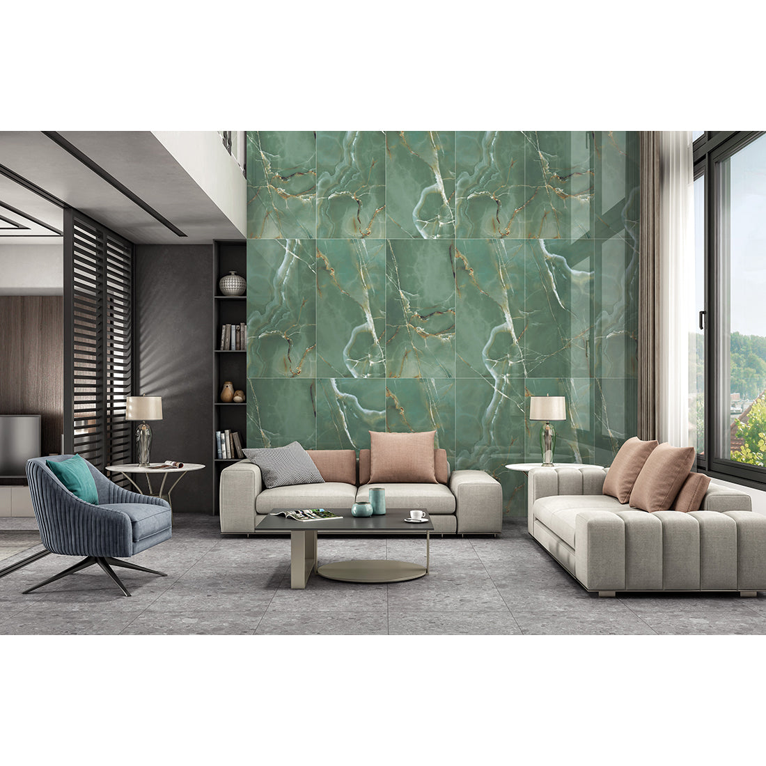 Onyx Real 60x120cm Green Porcelain Polished Wall & Floor Tile