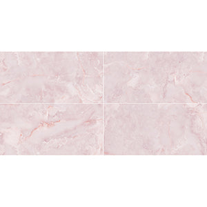 Onyx Soft Pink Gloss Porcelain Tiles 60x120cm – Luxury Large Format Wall and Floor Marble Effect Tile UK.