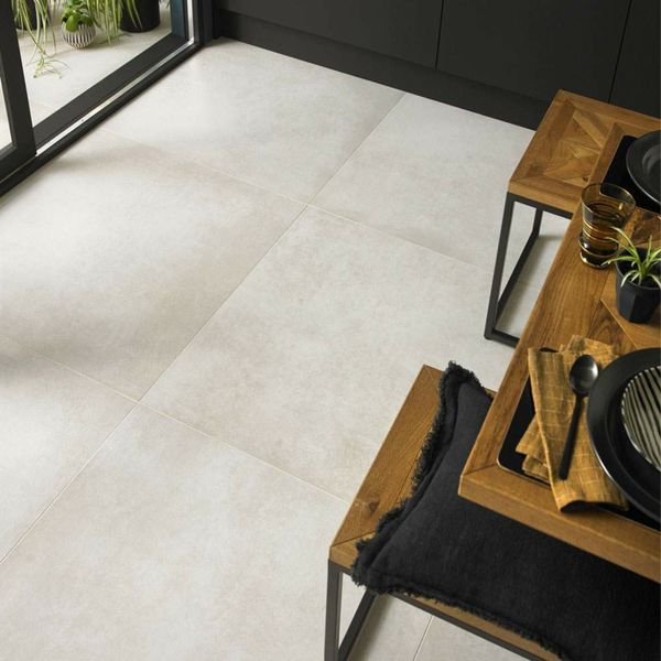 Italian Open Stone Effect Light Grey Matt 80x80cm Porcelain Wall and Floor Tile