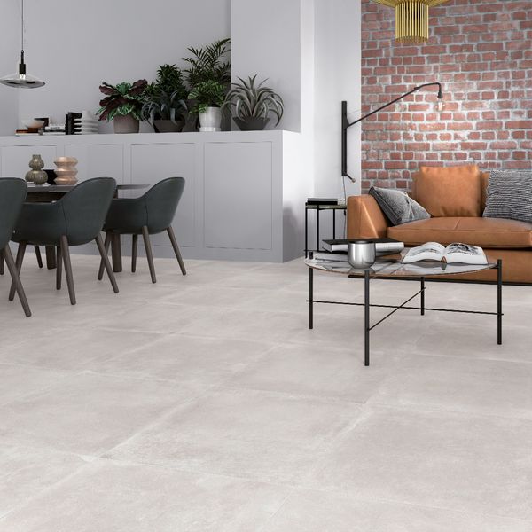 Gainsboro Grey Matt Concrete Effect 60.5x60.5cm Porcelain Wall and Floor Tile