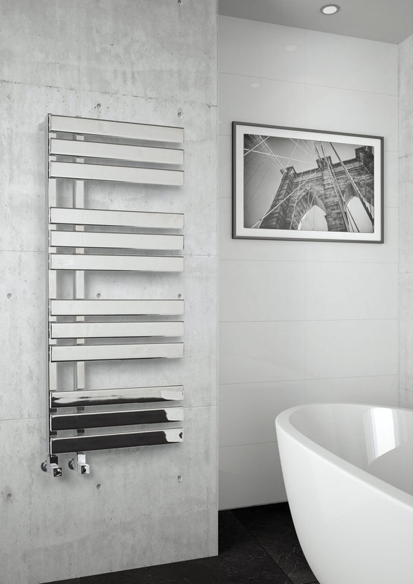 Orenza 1180x500mm Chrome Flat Panel Heated Towel Rail – 1180x500mm