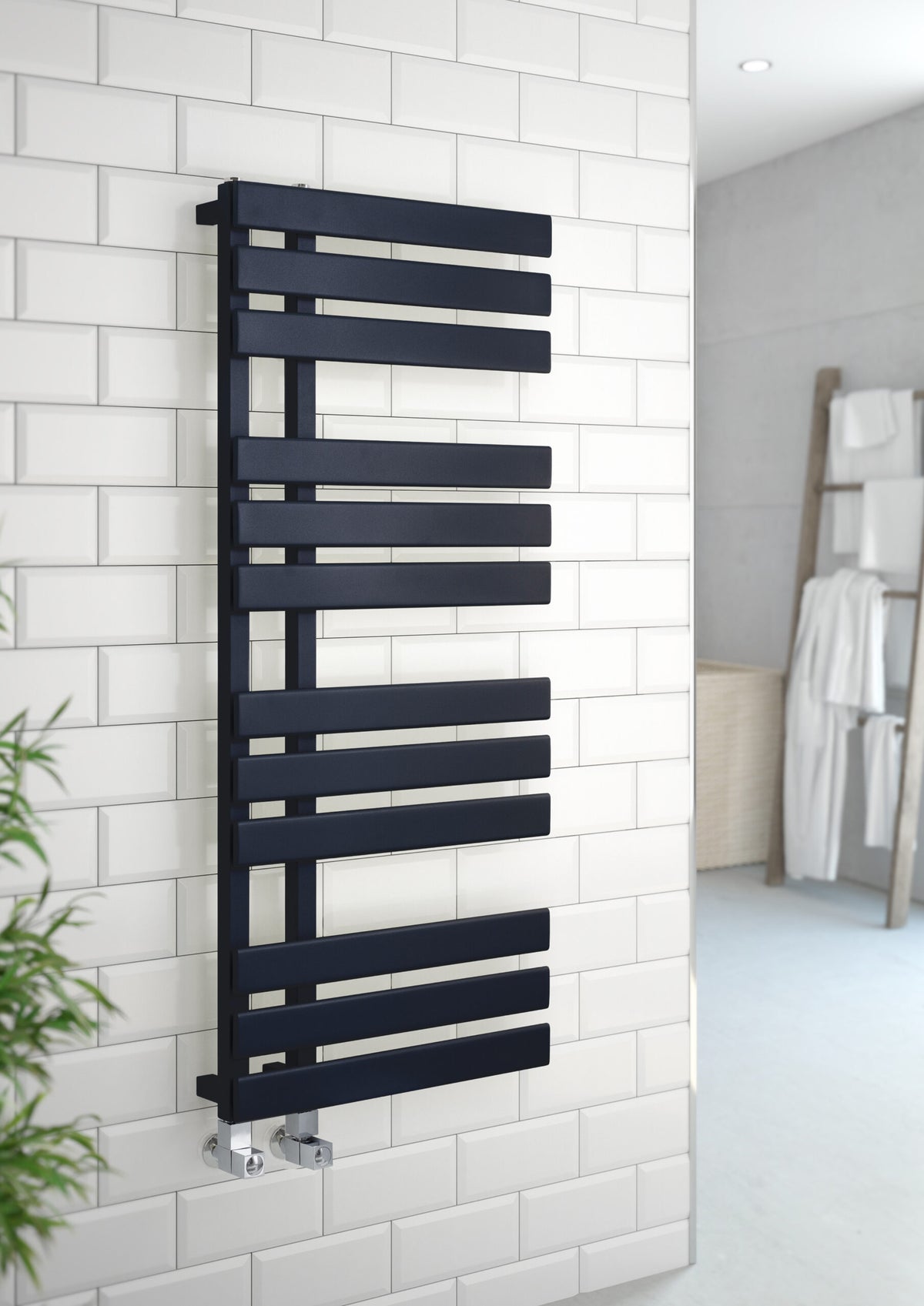 Orenza 1180x500mm Matt Black Flat Panel Heated Towel Rail