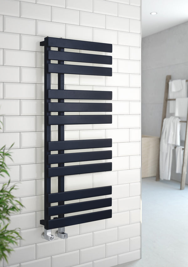 Orenza 1180x500mm Matt Black Flat Panel Heated Towel Rail