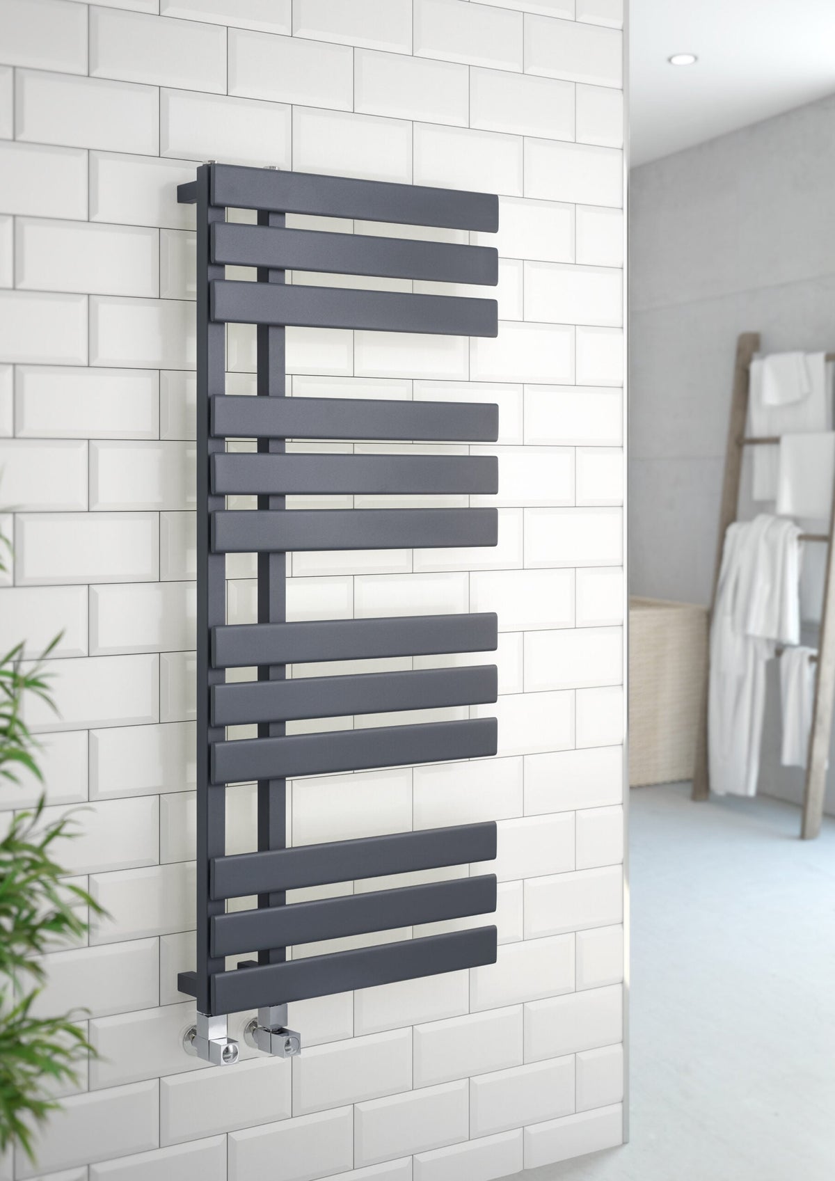 Orenza 1180x500mm Textured Grey Flat Panel Heated Towel Rail – 1180x500mm
