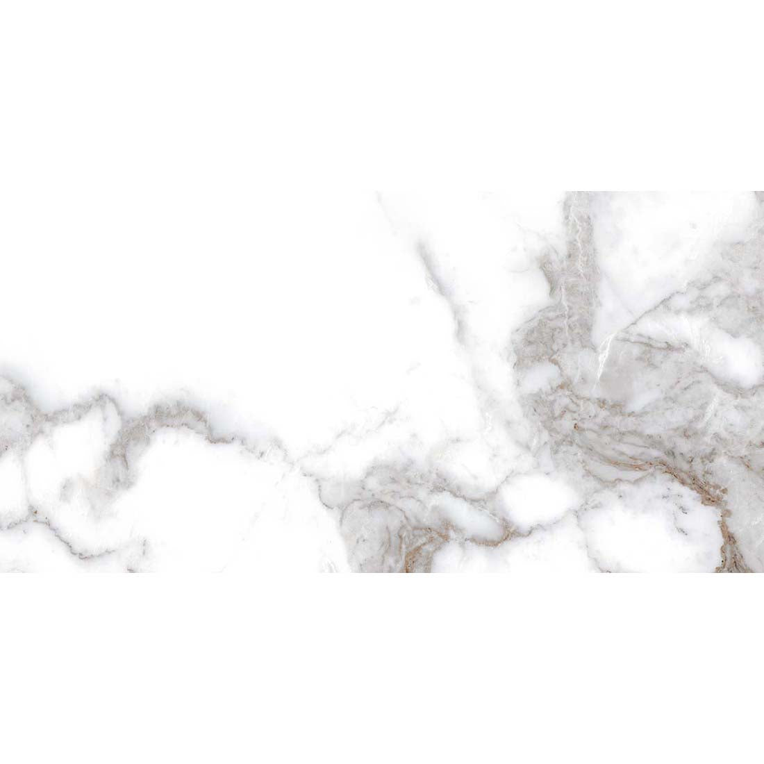 Oro Calcutta White & Gold Marble Effect Polished Porcelain Tile 60x120cm