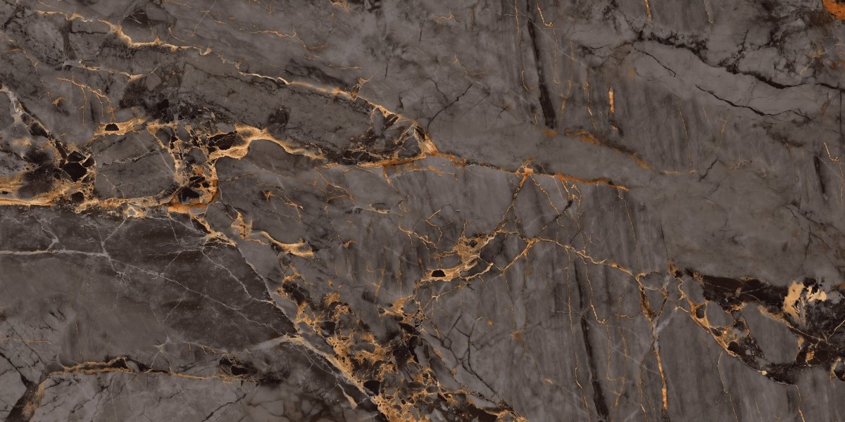 Ozial Dark Grey Gold Marble Effect Polished Porcelain 60x120cm Wall & Floor Tile - TILES Paradise