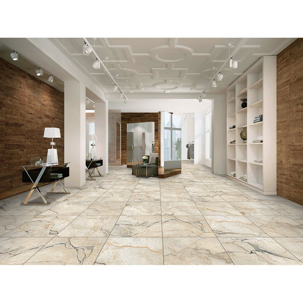 Pallet Deal: 144 Tiles (52 sq.m) Sylvan Beige Marble Essence 60x60cm Polished Porcelain Wall & Floor Tile