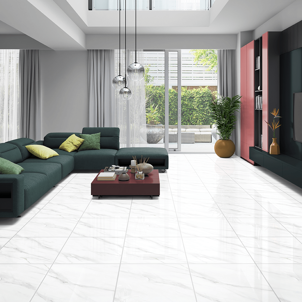 Pallet Deal: 150 Tiles (54 sq.m) Statuario Carrara White Polished Marble Effect Porcelain 60x60cm Wall and Floor Tile - TILES Paradise