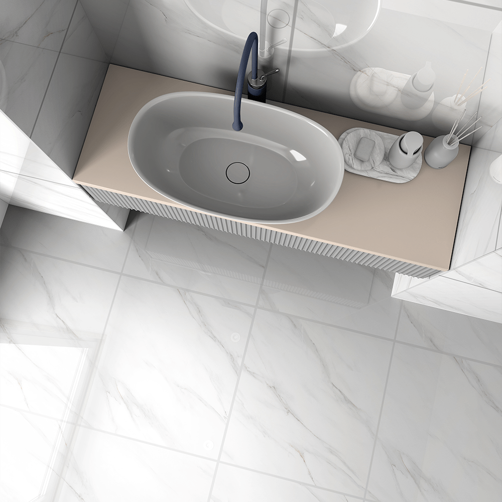 Pallet Deal: 150 Tiles (54 sq.m) Statuario Carrara White Polished Marble Effect Porcelain 60x60cm Wall and Floor Tile - TILES Paradise
