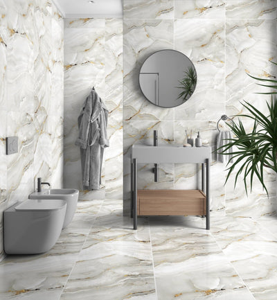 Pallet Deal: 49 sqm - 68 Tiles Aurora Onyx Gold Glossy Porcelain Tiles 60x120cm Wall & Floor Tile - TILES Paradise