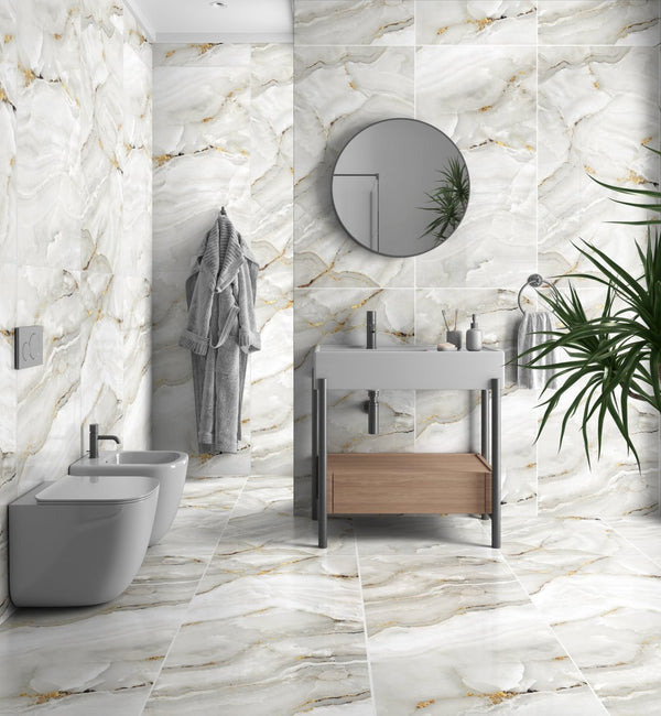 Aurora Onyx Gold Glossy Porcelain Tiles 60x120cm Wall & Floor Tile