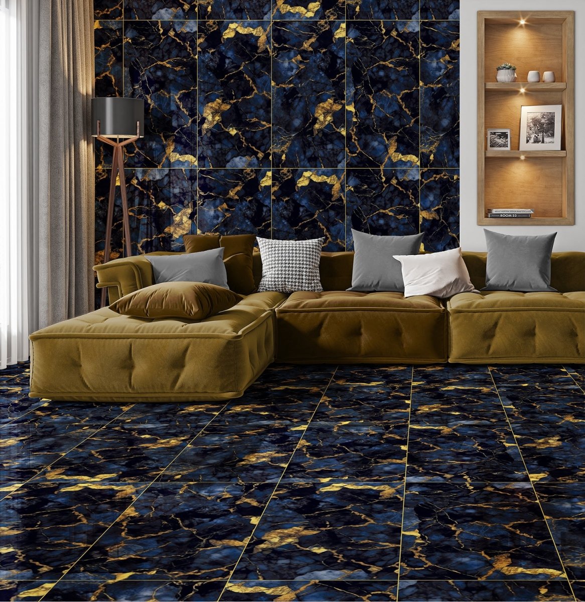 Pallet Deal: (50 sq.m) Thunder Gold Marble Effect Polished Porcelain 60x120cm Wall and Floor Tile - TILES Paradise