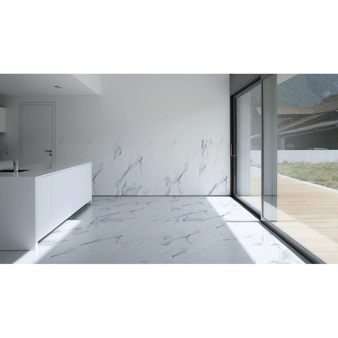 Pallet Deal: 56 Tiles (40 sq.m) Statuario Mercury Blue Marble Effect Polished 60x120cm Porcelain Wall & Floor Tile - TILES Paradise
