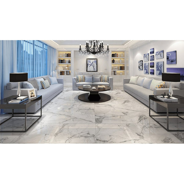 Pallet Deal: 64 Tiles (46 sq.m) Crystal Grey Marble Effect 60x120cm Matt Antislip Porcelain Wall and Floor Tile